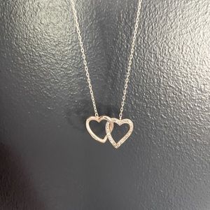 Sterling Silver Diamond Encrusted Heart Necklace